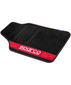 Set 4 tappetini per auto sparco nero/rosso in moquette